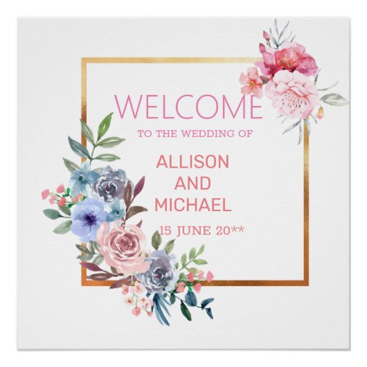 Poster mariage floral délicat (Devant)