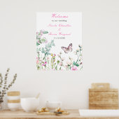 Poster Mariage floral du papillon vert du printemps (Cuisine)