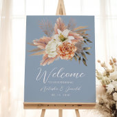Poster Mariage floral Dusty Blue Peach