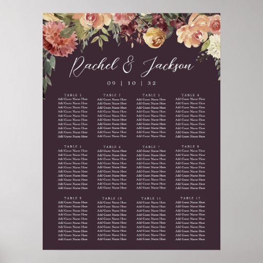 Poster Mariage floral en fleurs rustiques (Devant)