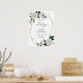 Poster Mariage floral Feuille d'ivoire blanc Bienvenue (Cuisine)