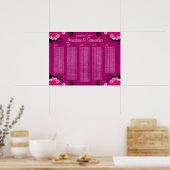 Poster Mariage floral foncé Fuchsia Cartes de sièges (Cuisine)