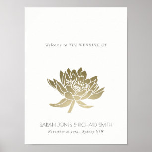 POSTER MARIAGE FLORAL GLAMOUR OR PALLE BLANC OR