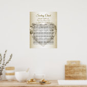Poster Mariage Floral Golden Ornate Heart Frame Élégant (Cuisine)