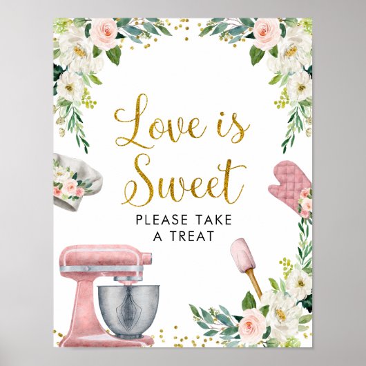 Poster Mariage Floral Kitchen Love Is Sweet (Devant)