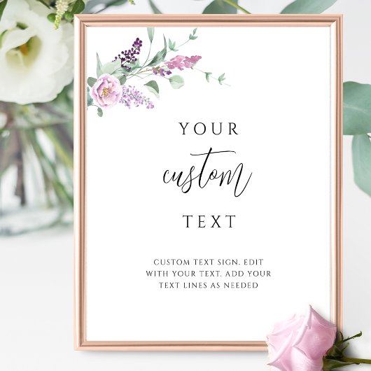 Poster Mariage floral mauve avec texte personnalisé