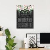Poster Mariage floral noir et rose élégant (Bureau à domicile)