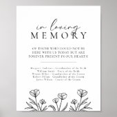 Poster Mariage Floral Noir Simple En Mémoire D'Amour (Devant)
