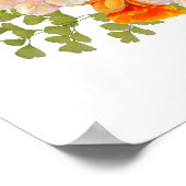 Poster Mariage floral orange bleu or géométrique (Coin)