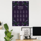Poster Mariage floral pourpre (Bureau à domicile)