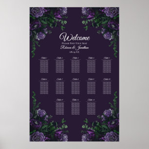 Poster Mariage floral pourpre
