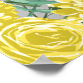 Poster Mariage floral Rose gris et jaune clair (Coin)