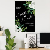 Poster Mariage floral rose noire et blanche (Bureau à domicile)