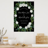 Poster Mariage floral rose noire et blanche (Cuisine)
