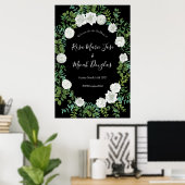 Poster Mariage floral rose noire et blanche (Bureau à domicile)