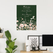 Poster Mariage floral rose rose rose fleur sauvage (Bureau à domicile)