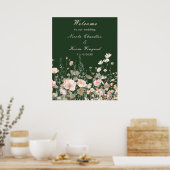 Poster Mariage floral rose rose rose fleur sauvage (Cuisine)