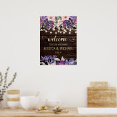 Poster Mariage floral rose violet rouge (Cuisine)