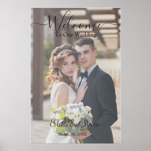 Poster Mariage floral rustique Élégant 3D (Devant)
