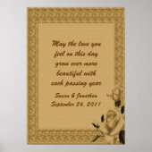 Poster Mariage floral sur mesure Gold Rosebuds (Devant)