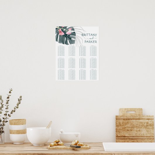 Poster Mariage floral tropical Siège (Cuisine)
