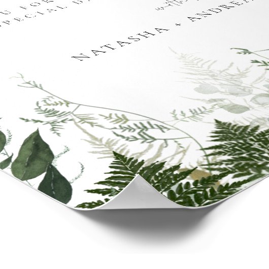 Poster Mariage Foliage Forêt Sauvage Favoriser (Coin)