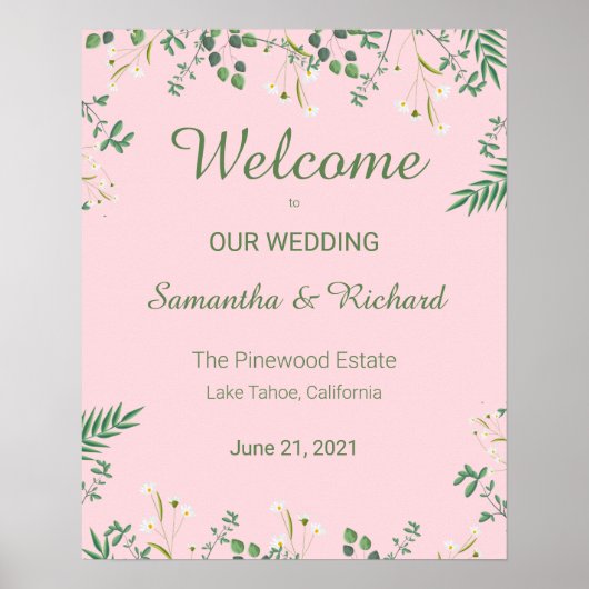 Poster Mariage frontalier floral délicat (Devant)