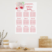 Poster Mariage fuchsia rose rouge Planificateur de table  (Cuisine)