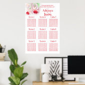 Poster Mariage fuchsia rose rouge Planificateur de table  (Bureau à domicile)