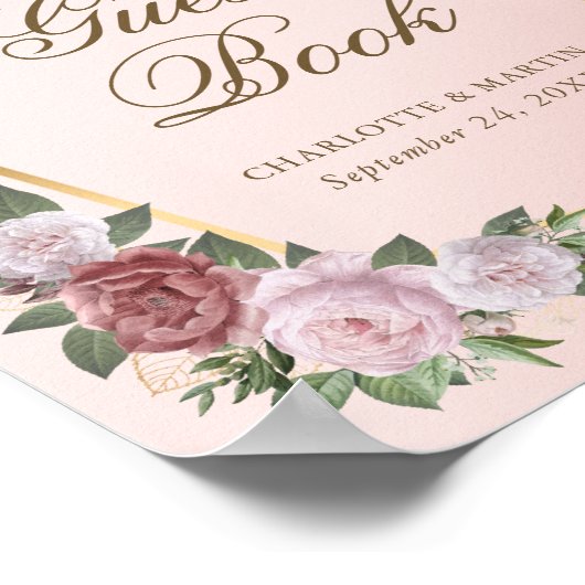 Poster Mariage géométrique Blush Pink Gold Signet (Coin)