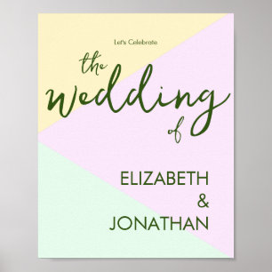 Poster Mariage géométrique Pastel Muet