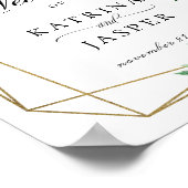 Poster Mariage géométrique verdoyant Gold Bienvenue (Coin)