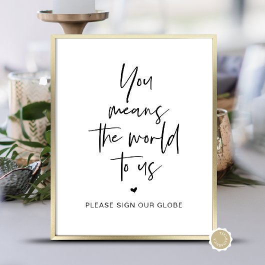 Poster Mariage Globe Guestbook, minimaliste moderne