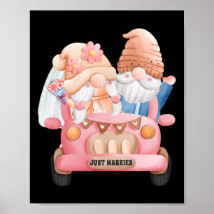 Poster Mariage Gnome vient de se marier mariée nouvelle m