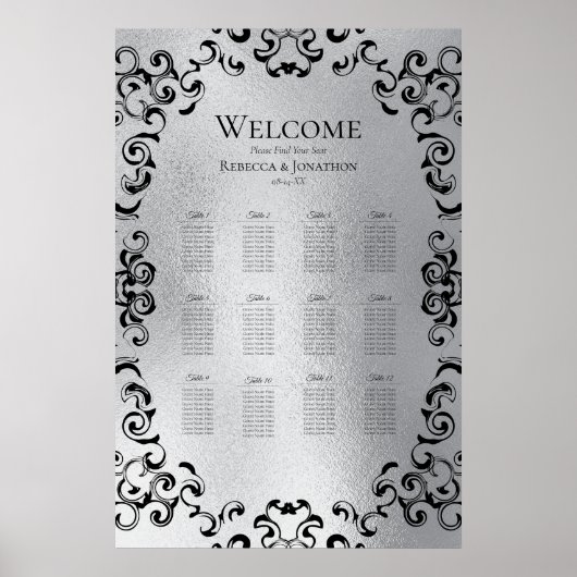Poster Mariage gothique argenté et noir (Devant)