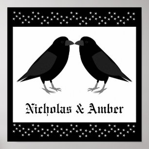 Poster Mariage gothique Baiser Ravens Personnalisé