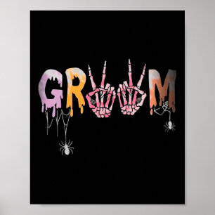 Poster Mariage gothique Éffrayant Halloween Squelette Gro