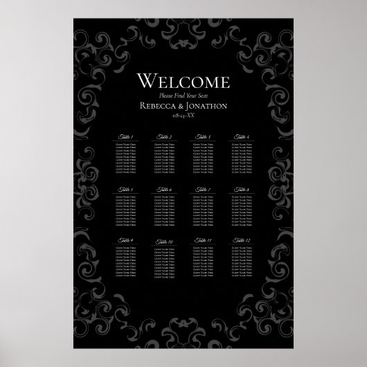 Poster Mariage gothique gris et noir (Devant)