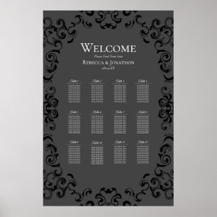 Poster Mariage gothique gris et noir