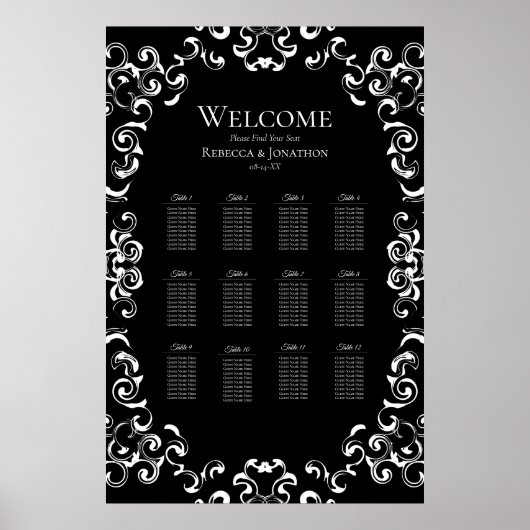 Poster Mariage gothique noir et blanc (Devant)