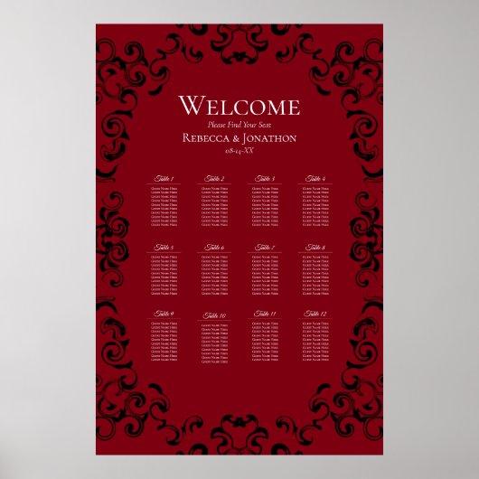 Poster Mariage gothique rouge et noir (Devant)