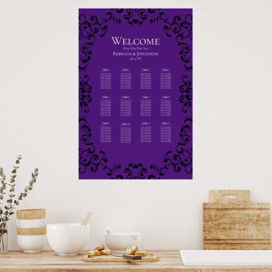 Poster Mariage gothique violet et noir (Cuisine)