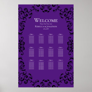 Poster Mariage gothique violet et noir