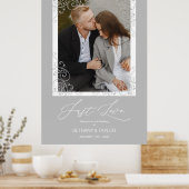 Poster Mariage gris Bienvenue Just Love Citation Photo (Cuisine)