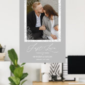 Poster Mariage gris Bienvenue Just Love Citation Photo (Bureau à domicile)