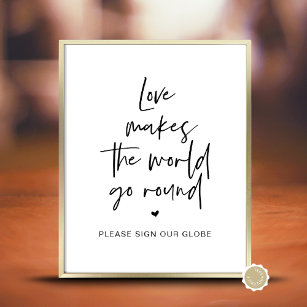 Poster Mariage Guest Globe, l'amour fait tourner le monde