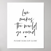 Poster Mariage Guest Globe, l'amour fait tourner le monde (Devant)