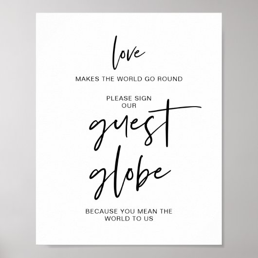 Poster Mariage Guest Globe, l'amour fait tourner le monde (Devant)