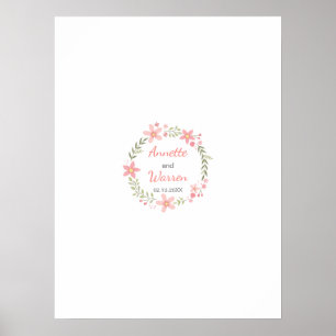 Poster Mariage Guestbook Signature Board - Flower Wreath