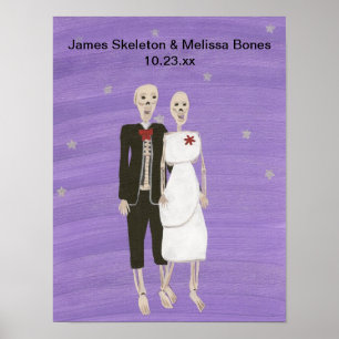 Poster Mariage Halloween Skeleton Couple